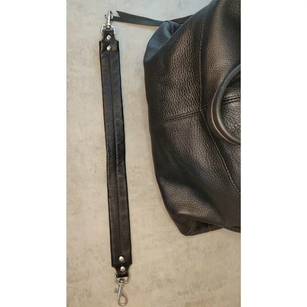 Aimee Kestenberg Road Trip Pebble Leather Convertible Satchel Black Moto Utility